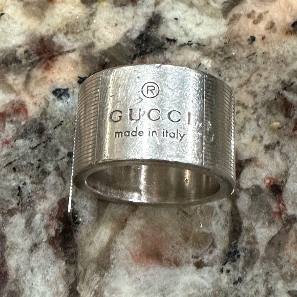 Gucci Sterling Silver 925 Banded Logo Ring - Picture 6 of 6